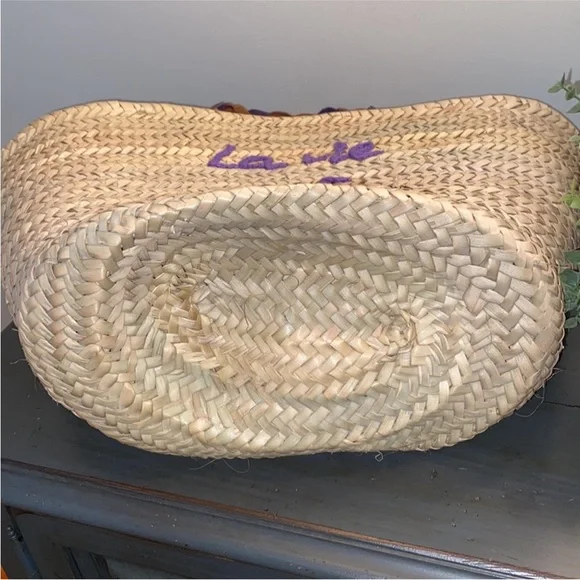 French Inspired Market Woven Bag Leather Strap Quiet Luxury - Picture 5 of 11